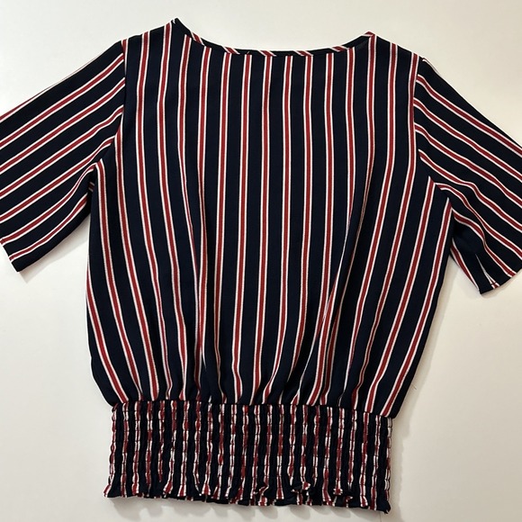 Michael by Michael Kors Striped Blouse Smocked Waist Career Business Size Medium - Picture 6 of 6